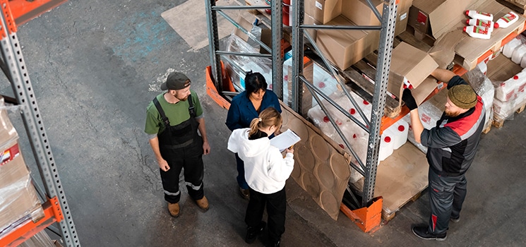 Dos personas hablando sobre los requerimientos de seguridad industrial