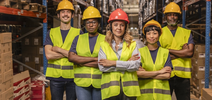 Working team to prevent risks in warehouses
