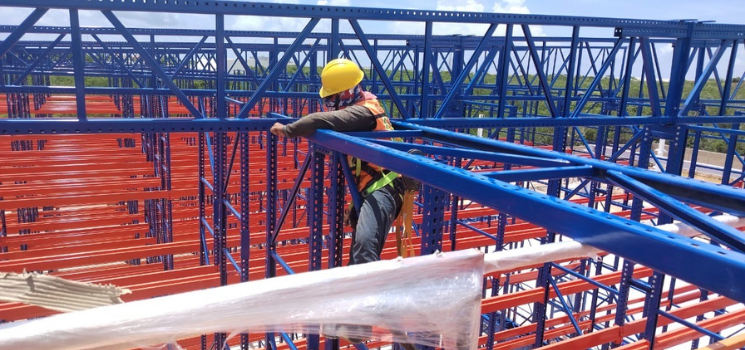 Rack-supported warehouses building